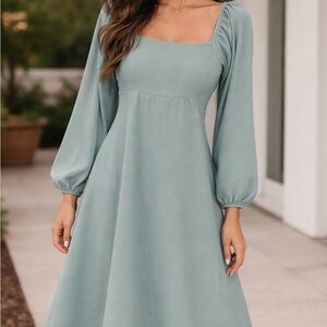 Maison Jules Sage Green Empire Waist Midi Dress Sz L NWT Cottagecore Milkmaid